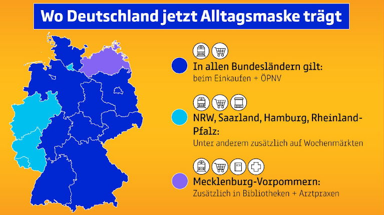 Überblick:  Maskenpflicht in ganz Deutschland 