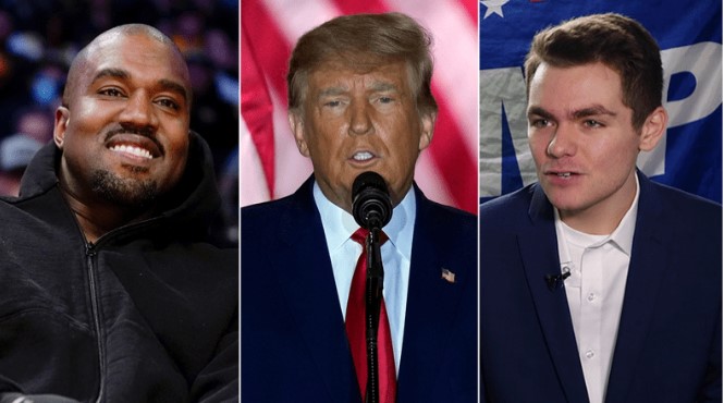 Donald Trump speiste mit dem weißen Nationalisten, Holocaustleugner Nick Fuentes und Kanye West in Mar-a-Lago