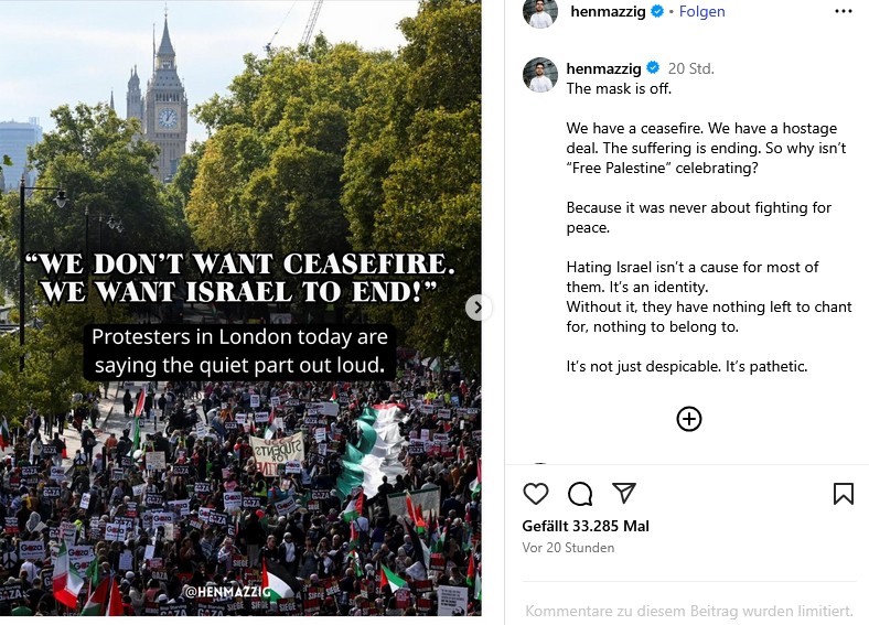 London nach dem Waffenstillstand: Demonstranten fordern das Ende Israels