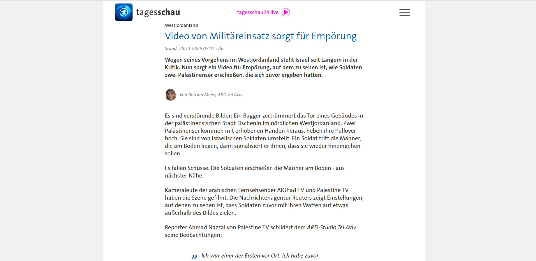 ARD-Bericht über Jenin entfacht Empörung – und verschweigt zentrale Fakten