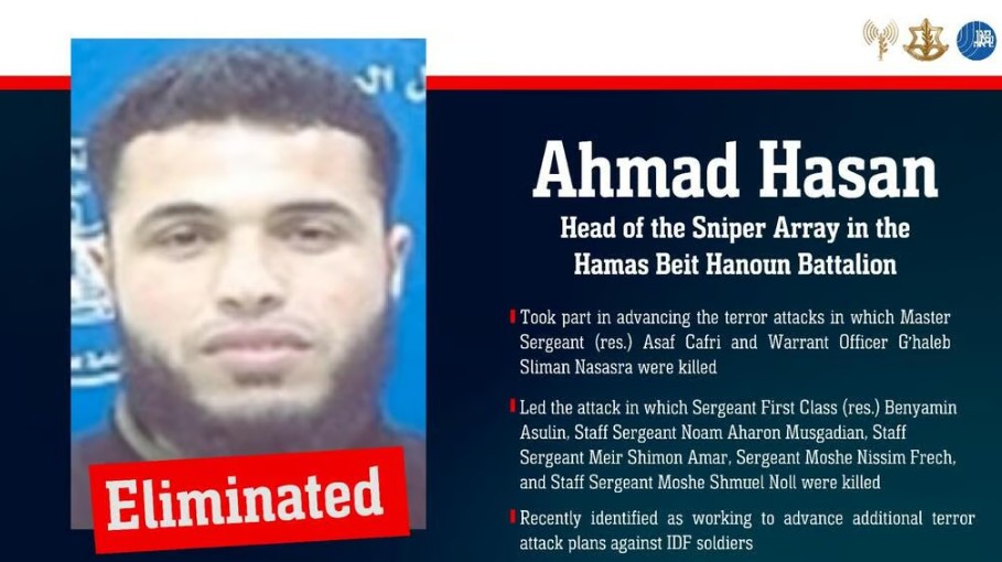 Israel tötet Hamas-Scharfschützenchef Ahmed Hassan nach Serie tödlicher Angriffe